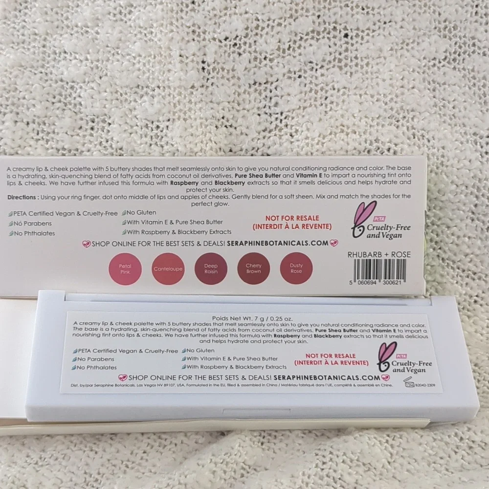 SERAPHINE botanicals Rhubarb+Rose Creamy Lip & Cheek Palette, 7g/0.25oz